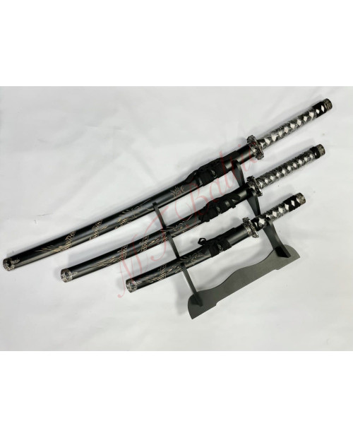 DerShogun samurajų kardų rinkinys – Katana Wakizashi Tanto kardo stovas